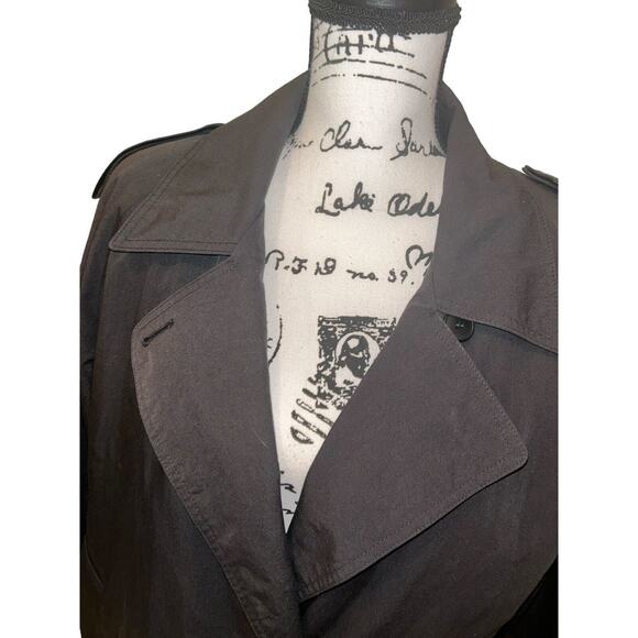 London Fog Trench Coat Black Removable Paisley Liner Double Breasted Sz 10‎ - Picture 4 of 15